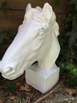 paard gietijzer hoofd, in roest-optica white, paardehoofd - 2