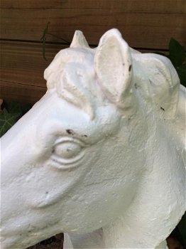 paard gietijzer hoofd, in roest-optica white, paardehoofd - 5
