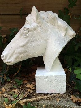paard gietijzer hoofd, in roest-optica white, paardehoofd - 6