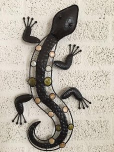 1 Salamander  ,hagedis ,ijzer,vol collor ,tuin , decoratie