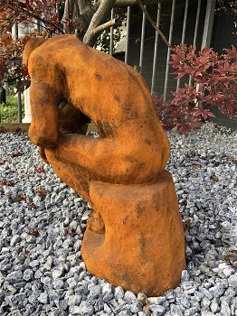 1 Sculptuur , gietijzeren beeld, de denker , tuin , beeld - 4