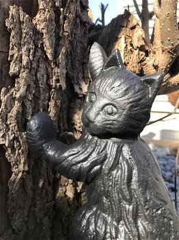 1 sculptuur kat van gietijze , kat, poes ,tuin , decoratie - 1