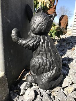 1 sculptuur kat van gietijze , kat, poes ,tuin , decoratie - 2