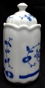 5 porcelein potten,3 maten,wit met blauw bloemmotief,zgan - 6