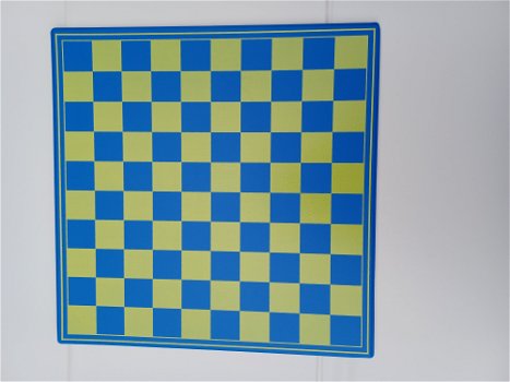 Dambord 31 cm plastic met blauwe en gele velden 29 mm - 0