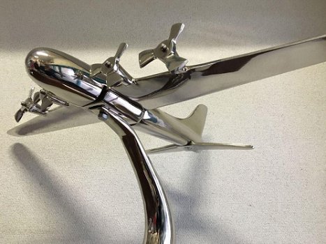 Aluminium vliegtuig groot model op statief, vliegtuig - 5
