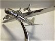 Aluminium vliegtuig groot model op statief, vliegtuig - 5 - Thumbnail