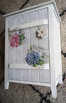 Decoupage houten kast hortensia bloemen planten - 0