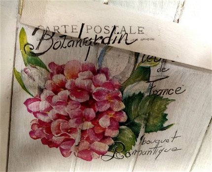 Decoupage houten kast hortensia bloemen planten - 2
