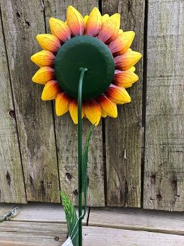 Een kunstwerkje, deze zonnebloem, metaal , tuin ,bloem - 1