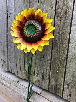 Een kunstwerkje, deze zonnebloem, metaal , tuin ,bloem - 4