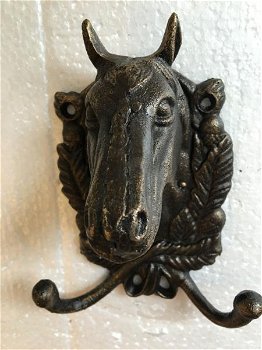 Gietijzeren-bronskleurig paardenhoofd-kledinghaak paard - 2