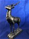 Hert, ree, staand met gewei, brons , metaal , beeld - 2 - Thumbnail