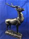 Hert, ree, staand met gewei, brons , metaal , beeld - 5 - Thumbnail