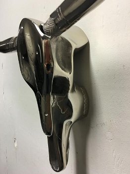 Mooie grote aluminium schedel met horens , hoorn, schedel - 1
