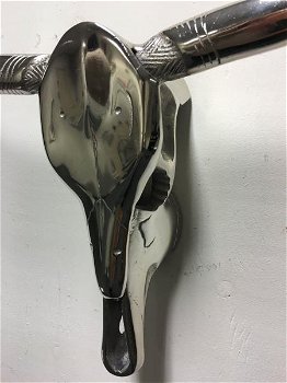 Mooie grote aluminium schedel met horens , hoorn, schedel - 2