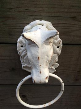 Paardenhoofd met ring gietijzer wit-paard , paardenhoofd - 2