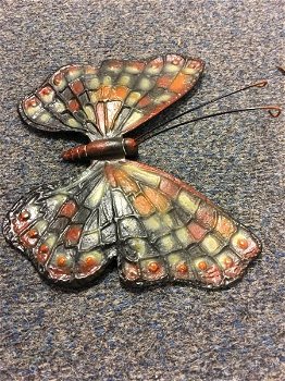 Prachtige cast iron wandvlinder in kleur divers , vlinder - 2