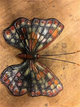 Prachtige cast iron wandvlinder in kleur divers , vlinder - 3