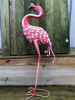 Prachtige grote forse metalen flamingo , flamingo , vogel - 0