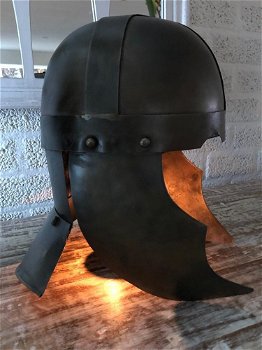 Ridderhelm koper-groen metaal--helm-ridder-kaars-kado - 0