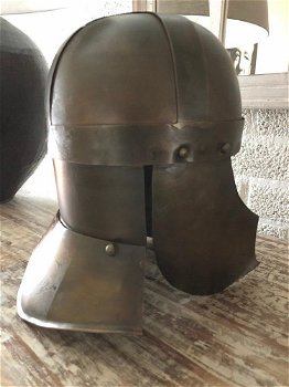 Ridderhelm koper-groen metaal--helm-ridder-kaars-kado - 6