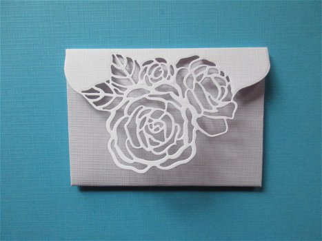 Cadeau envelop / roos / wit linnen - 0