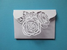 Cadeau envelop / roos / wit linnen