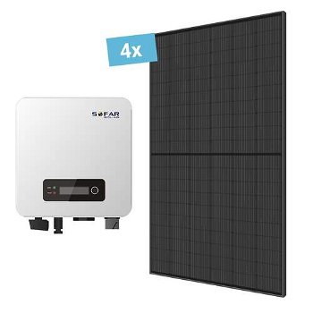 Universeel PV-pakket met 4 All-black half-Cut panelen – 1480 Wp + Sofar 1600TL-G3 omvormer - 0