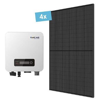 DMEGC PV-pakket met 4 All-black half-Cut panelen – 1580 Wp + Sofar 1600TL-G3 omvormer - 0