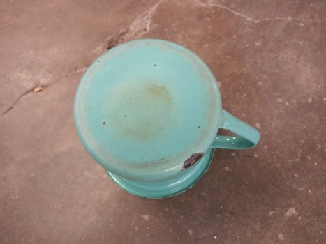 Vintage melkkan van turquoise emaille - 3
