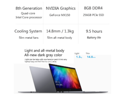 Xiaomi Mi Notebook 8GB DDR4 256GB SSD Intel Core i5-8250U - 2