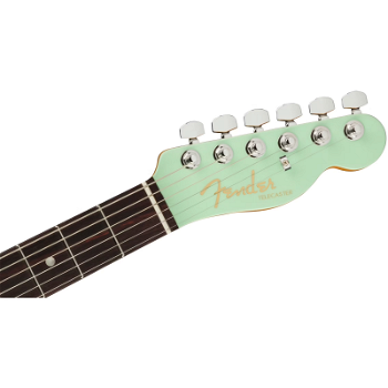 Fender American Ultra Luxe Telecaster Transparent Surf Green RW Electric Guitar with Case - 2