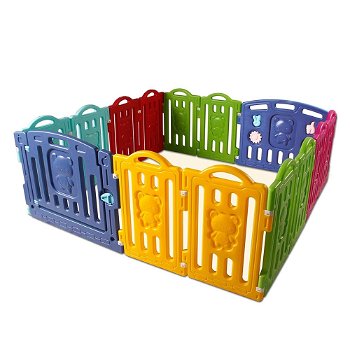 Grondbox gekleurde beertjes | playpen/kruipbox met 14 hekjes - 0