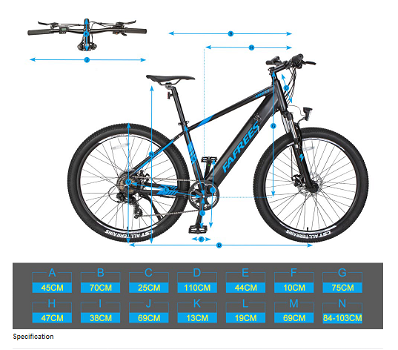 FAFREES 27.5-S Inch Electric Bike 250W with 36V 10Ah Lithium - 6