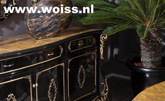 WOISS klassieke barok hoogglans zwart goud woonkamer meubels - 0