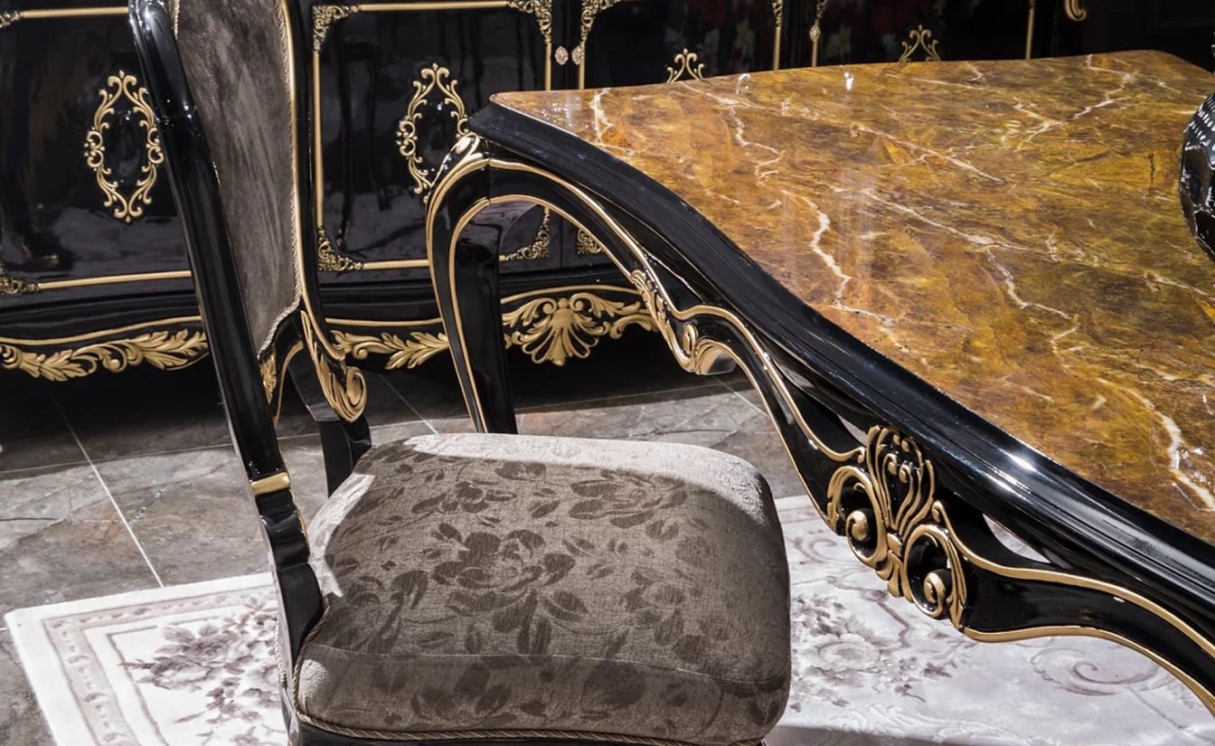 klassieke barok hoogglans zwart goud woonkamer meubels