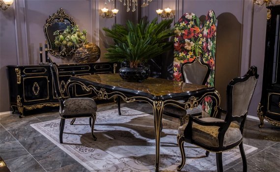 WOISS klassieke barok hoogglans zwart goud woonkamer meubels - 3