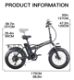 JINGHMA R8 500W 48V 15Ah 20 Inch Tire Electric Bicycle - 6 - Thumbnail