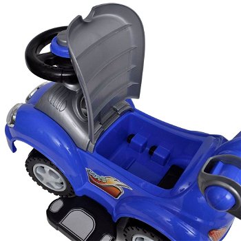 Loopauto met duwstang blauw - 5