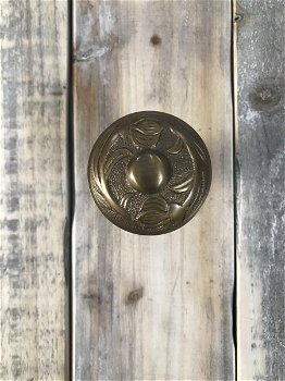 1 deurknop , Art Nouveau Knop met Rosette , messing - 6