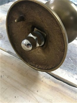 1 deurknop, Antiek Messing - deurbeslag - meubelbeslag - 5