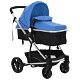 Kinderwagen 2-in-1 aluminium blauw en zwart - 4 - Thumbnail