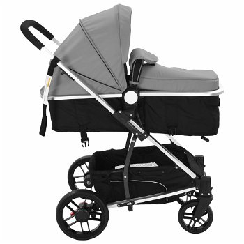 Kinderwagen 2-in-1 aluminium grijs en zwart - 3