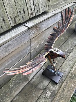 Een metalen kunstwerk-adelaar-vis vangt, IRON EAGLE - 5