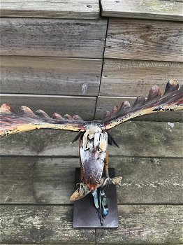Een metalen kunstwerk-adelaar-vis vangt, IRON EAGLE - 6