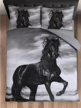Husch dekbedovertrek Zwart paard, eenpersoons - 0