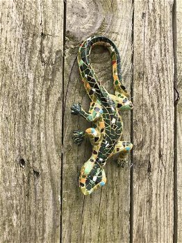 Een prachtige salamander in mozaiek stijl, vrolijk beeldje - 3