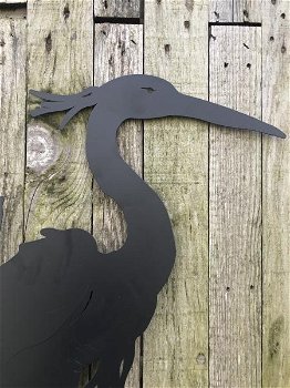 Een silhouette van een reiger, mat zwart , reiger - 5