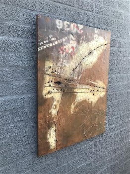 Metalen schilderij, bijzonder kunstwerk, industriele look - 1